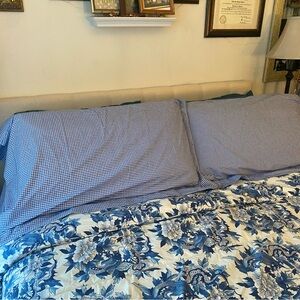 Blue and White Gingham King Size Pillow Shams